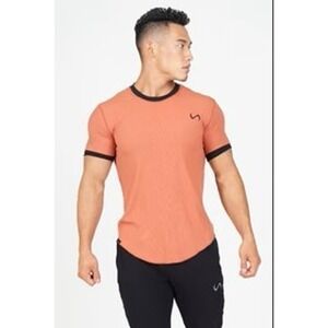 TLF Apparel‎ Mens T Shirt Size L Ribbed Knit Rust Short Sleeve Athletic Casual